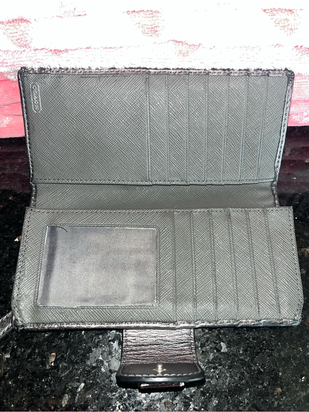 Coach Op Art Pewter & Silver Long Wallet with Horse & Carriage - Picture 4 of 7
